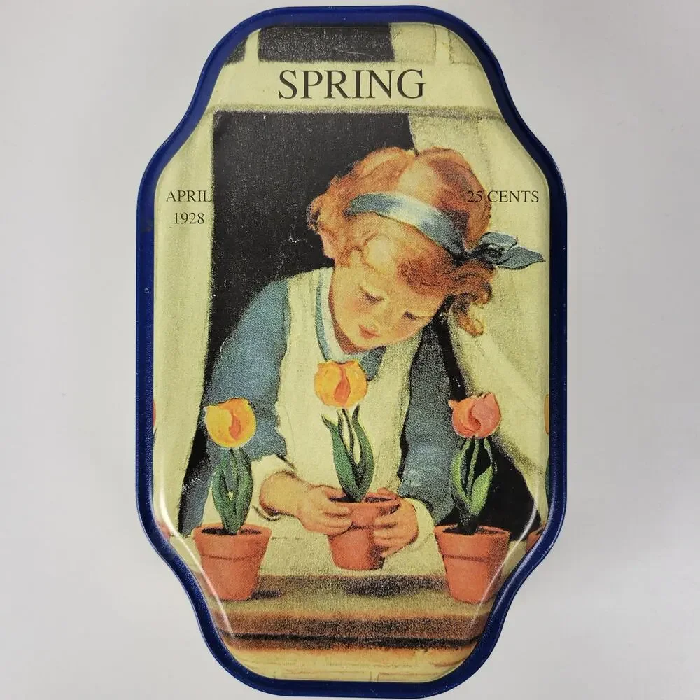 Vintage Good Housekeeping 4 Seasons Metal Tins Spring Summer Autumn Winter 4 pcs